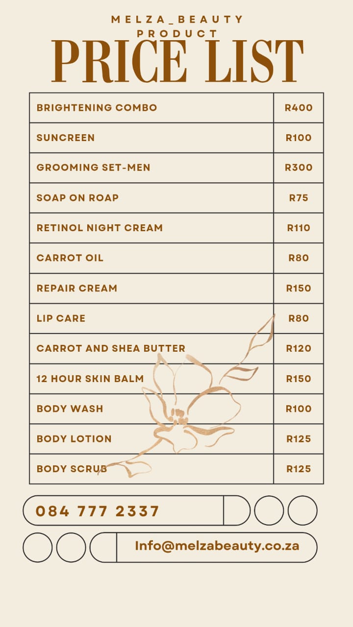 📢 Meta Description: Explore Melza Beauty's affordable skincare range — from brightening combos to nourishing oils — perfect for glowing skin on a budget. Visit us in Meadowlands!